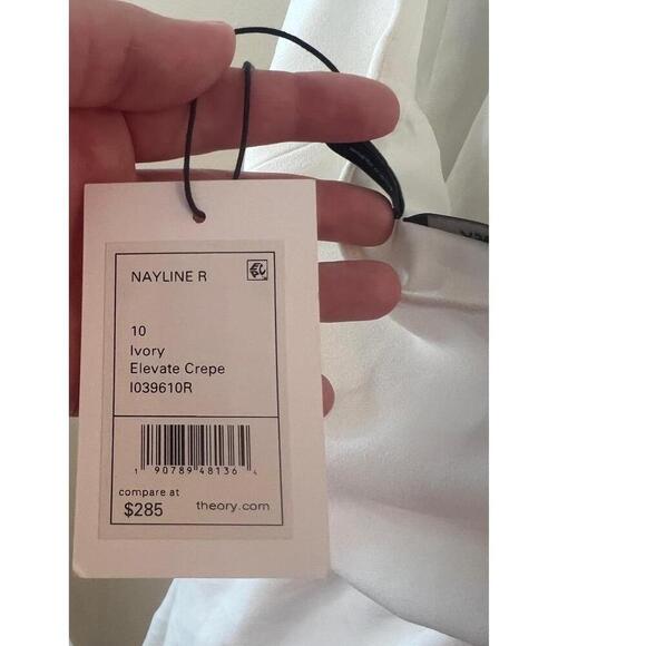 NWT Theory Ivory Sleeveless Tie Waist Knee-Length Halter Dress Size 10 - Picture 4 of 8